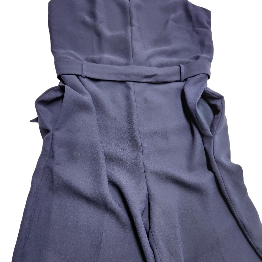 Banana Republic Tie Waist Jumpsuit Wide Leg Sleeveless V-Neck Navy Blue, Size 6 - Picture 5 of 15